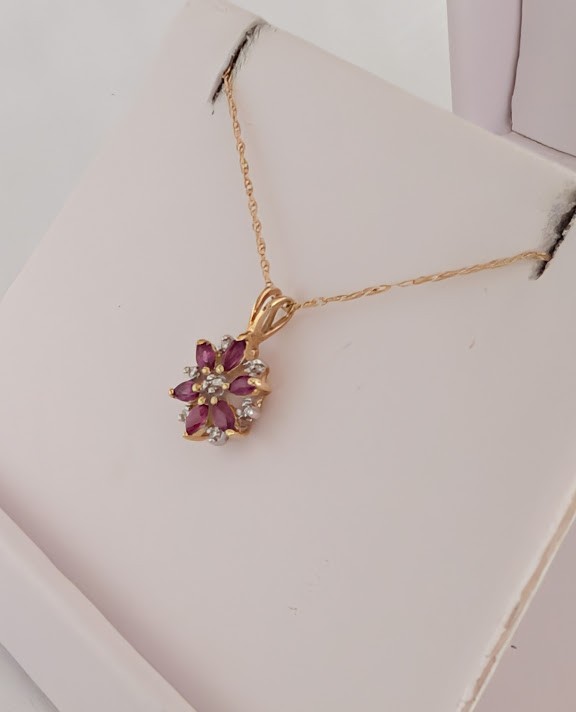 Ruby & Diamond Necklace 14K 2 Grams Retail Price $1299 Make Me An Offer!