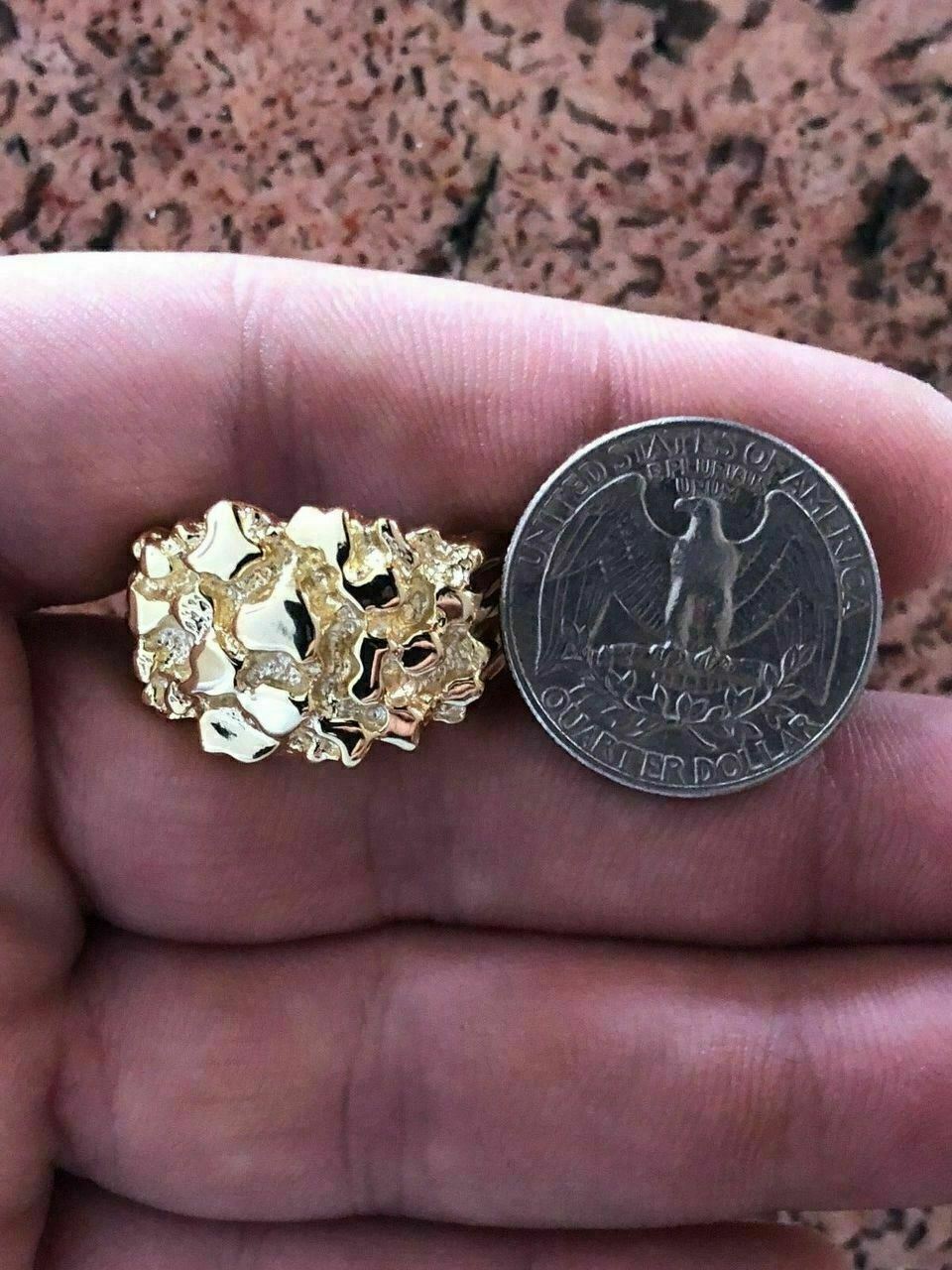 Men’s Solid 10k Yellow Gold Heavy Nugget Ring Size 7 8 9 10 11 12 13 11