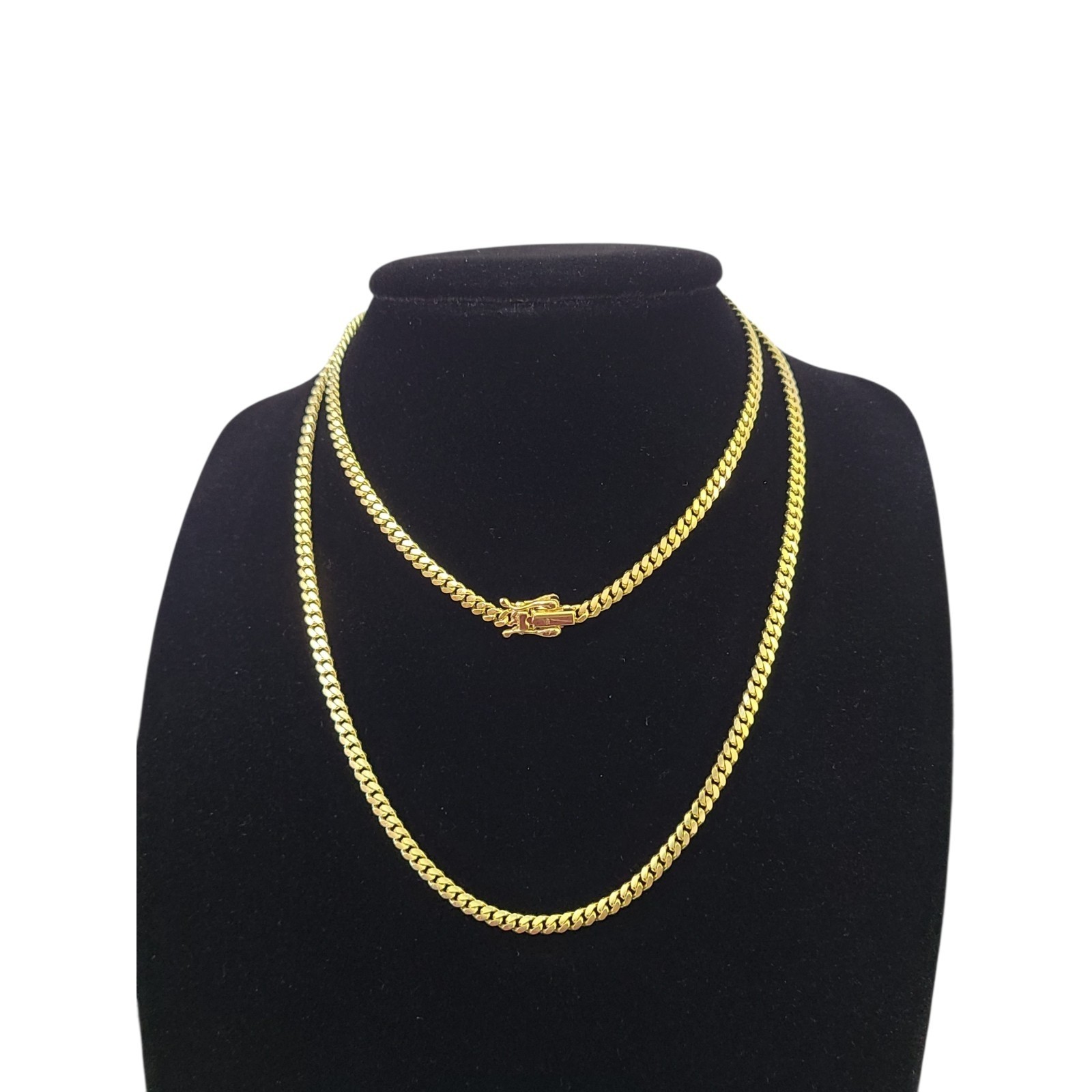 10k Solid Gold Miami Cuban Link Chain 3mm Necklace 18 20 22 24 Inches Men Women