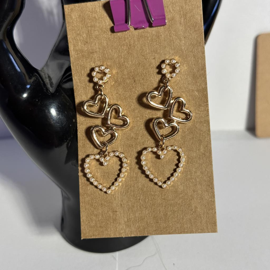 Heart shaped chain earrings with secure closure Rs5/57