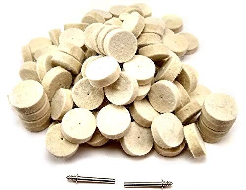 DRILAX 100 Pcs Wool Felt Buffing Polishing Wheels Compatible with Dremel 1 inch