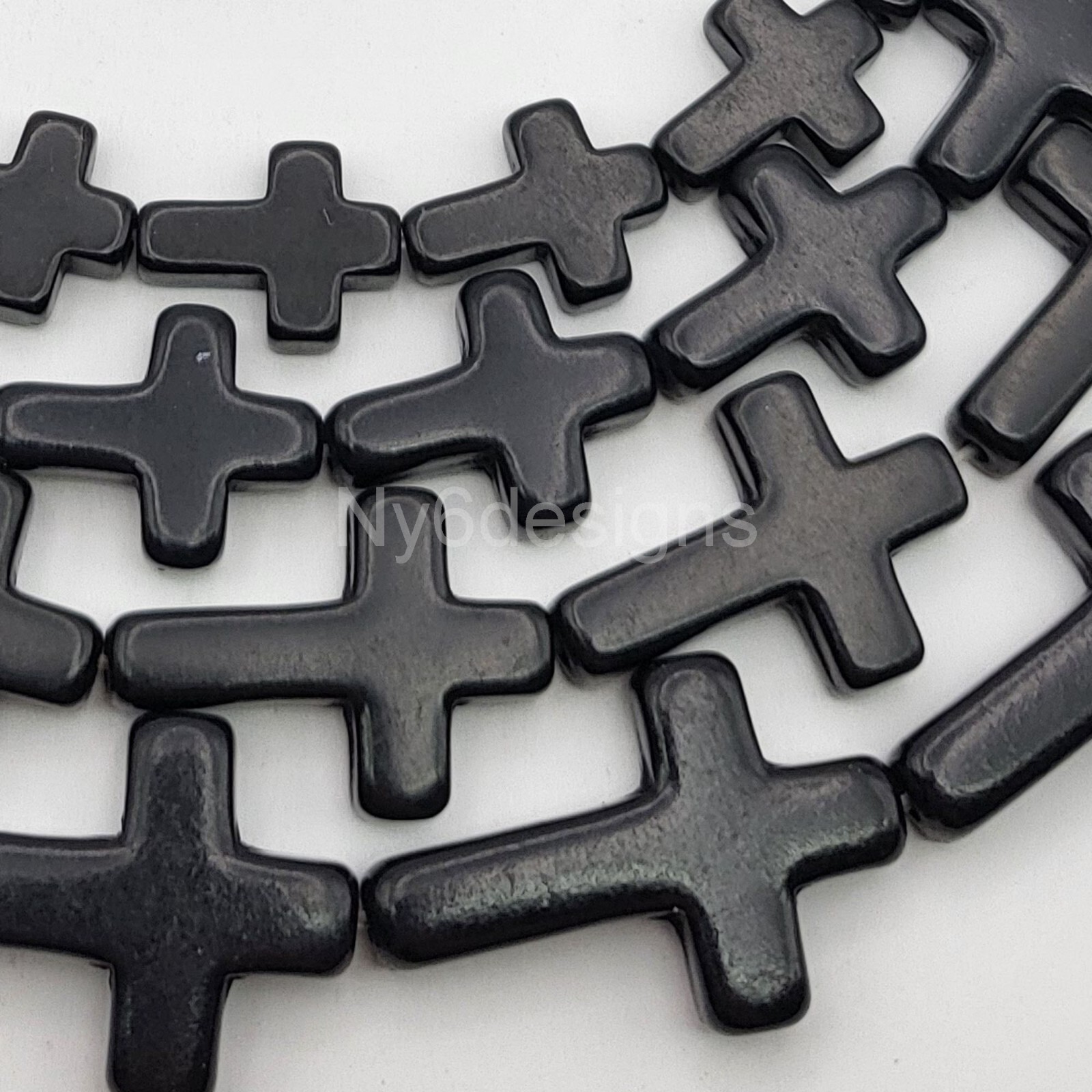 Black Cross Bead Turquoise Howlite Magnesite Cross Loose Beads 15″ Wholesales