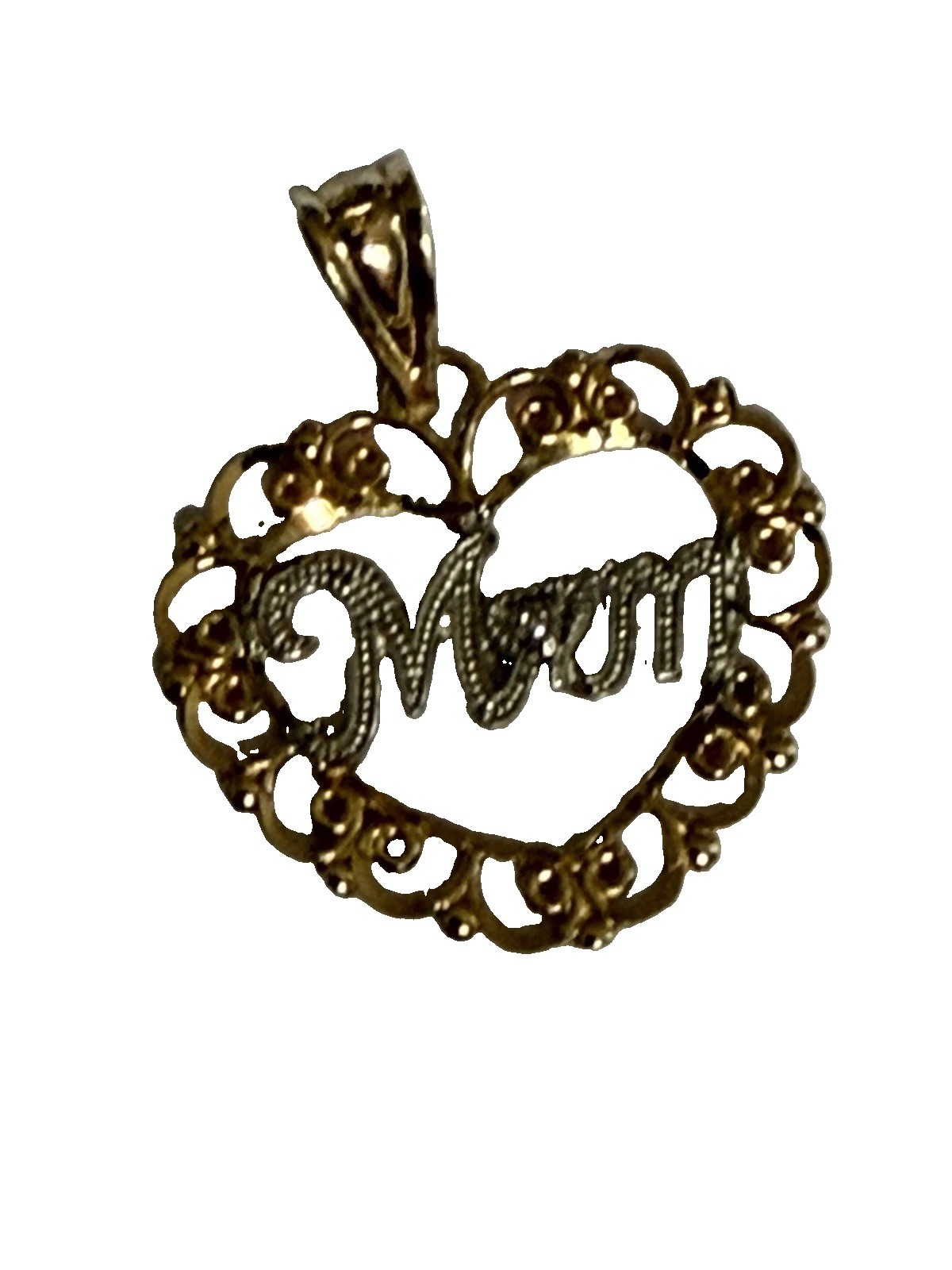 14k Yellow & White Gold Michael Anthony Diamond Mom Heart Necklace Pendant Charm