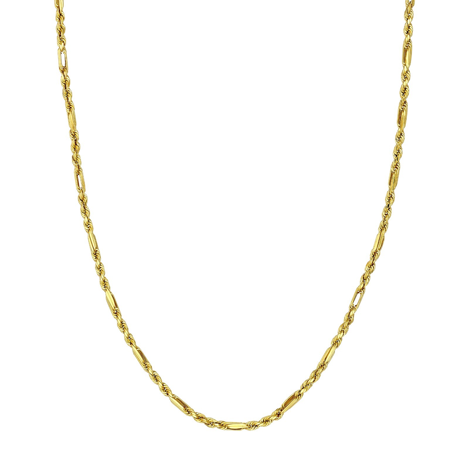 14k Yellow Gold 3.00mm Figarope Milano Chain Unisex Necklace