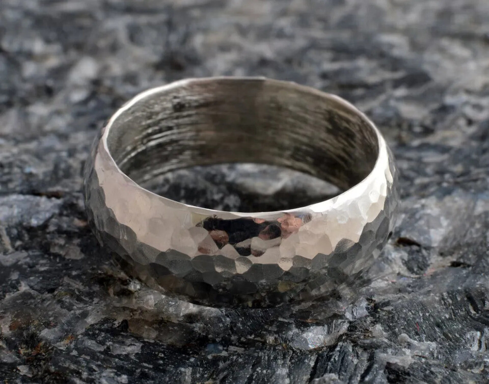 Solid 925 Sterling Silver Hammered Band Ring StatmentRing Handmade Ring All Size