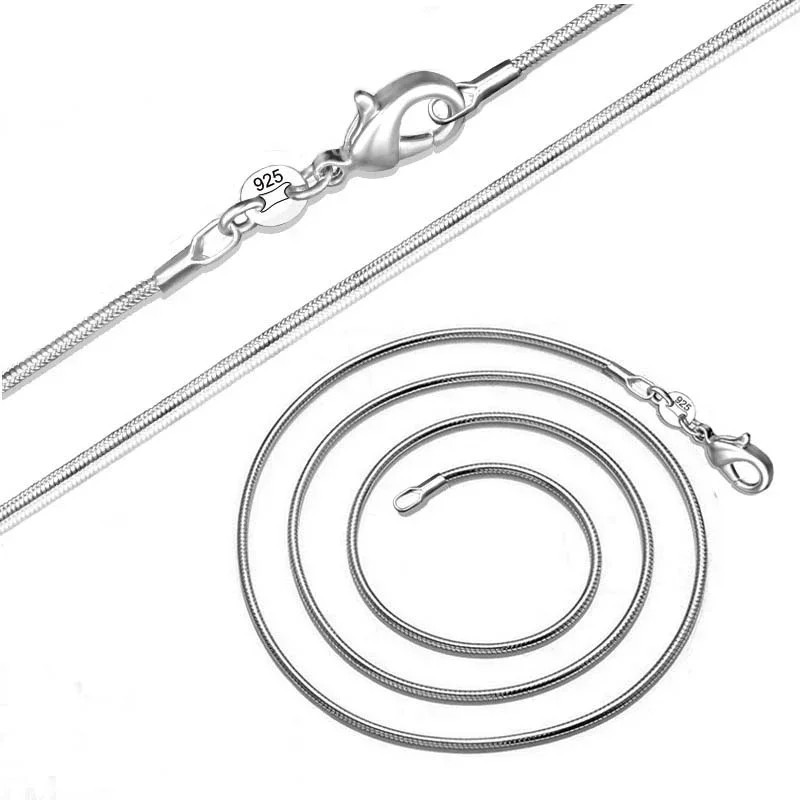 10PCS wholesale 925 sterling solid silver 1MM 16-30inch snake chain necklace