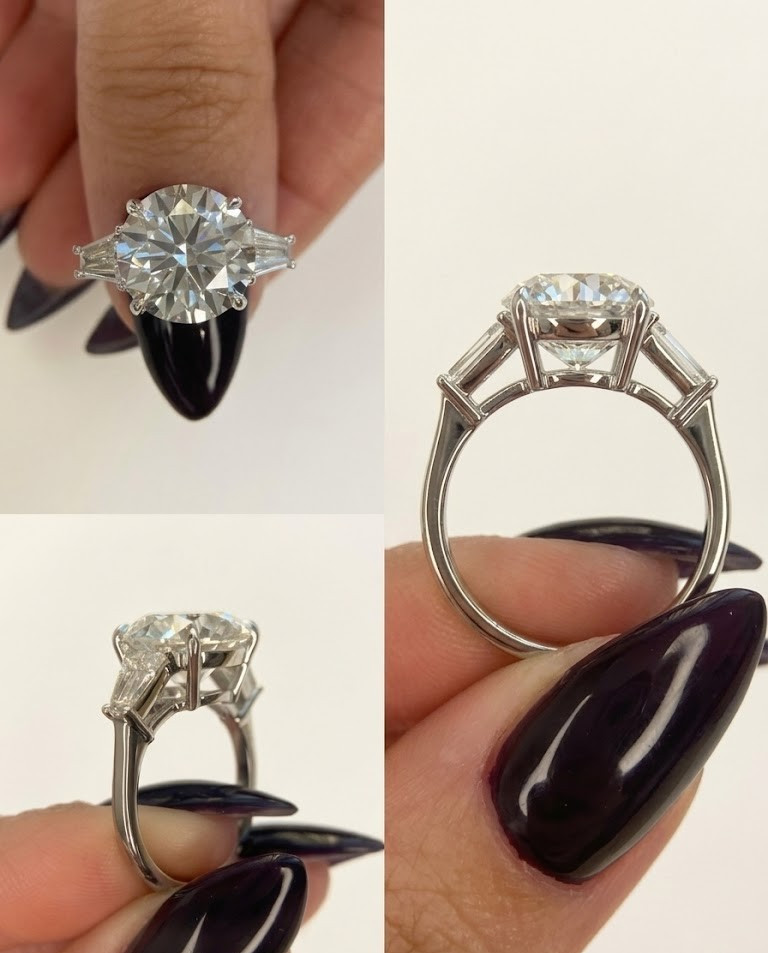 Lab Grown 6.80 Carat Round Cut E/VS1 Diamond Engagement Ring 14k White Gold IGI