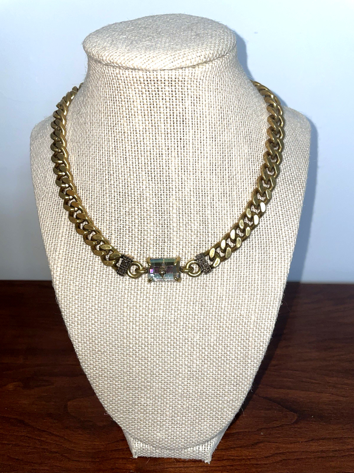Kurt Geiger London GOLD TONE IRIDESCENT PENDANT COLLAR NECKLACE