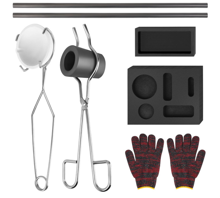 9 Pieces Graphite Torch Melting Casting Kit, Including 2 Crucible Stir Stick, 5-