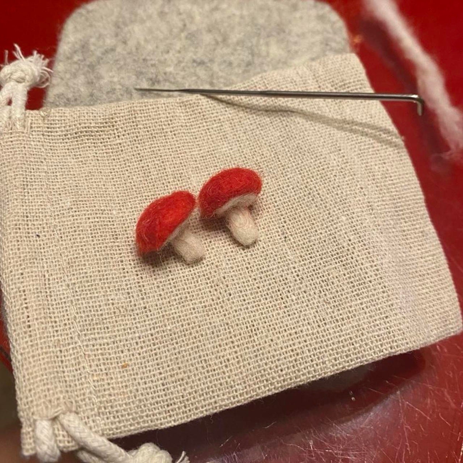 Handmade Toadstool mushroom earrings