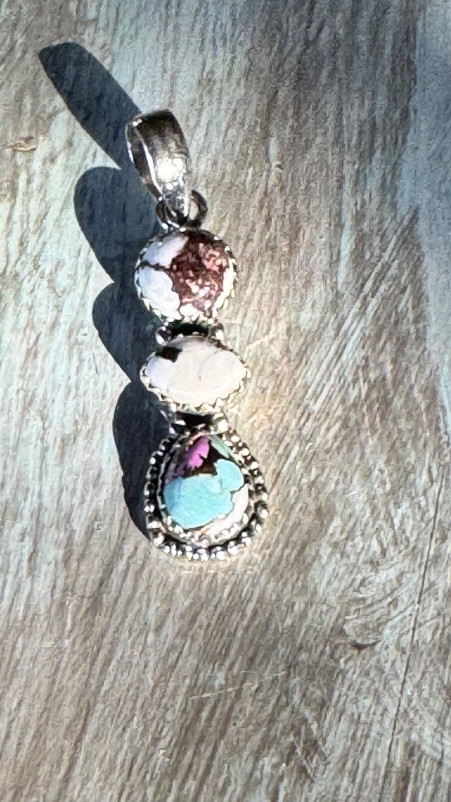 Wild Horse – White Buffalo And Cotton Candy Turquoise Pendant