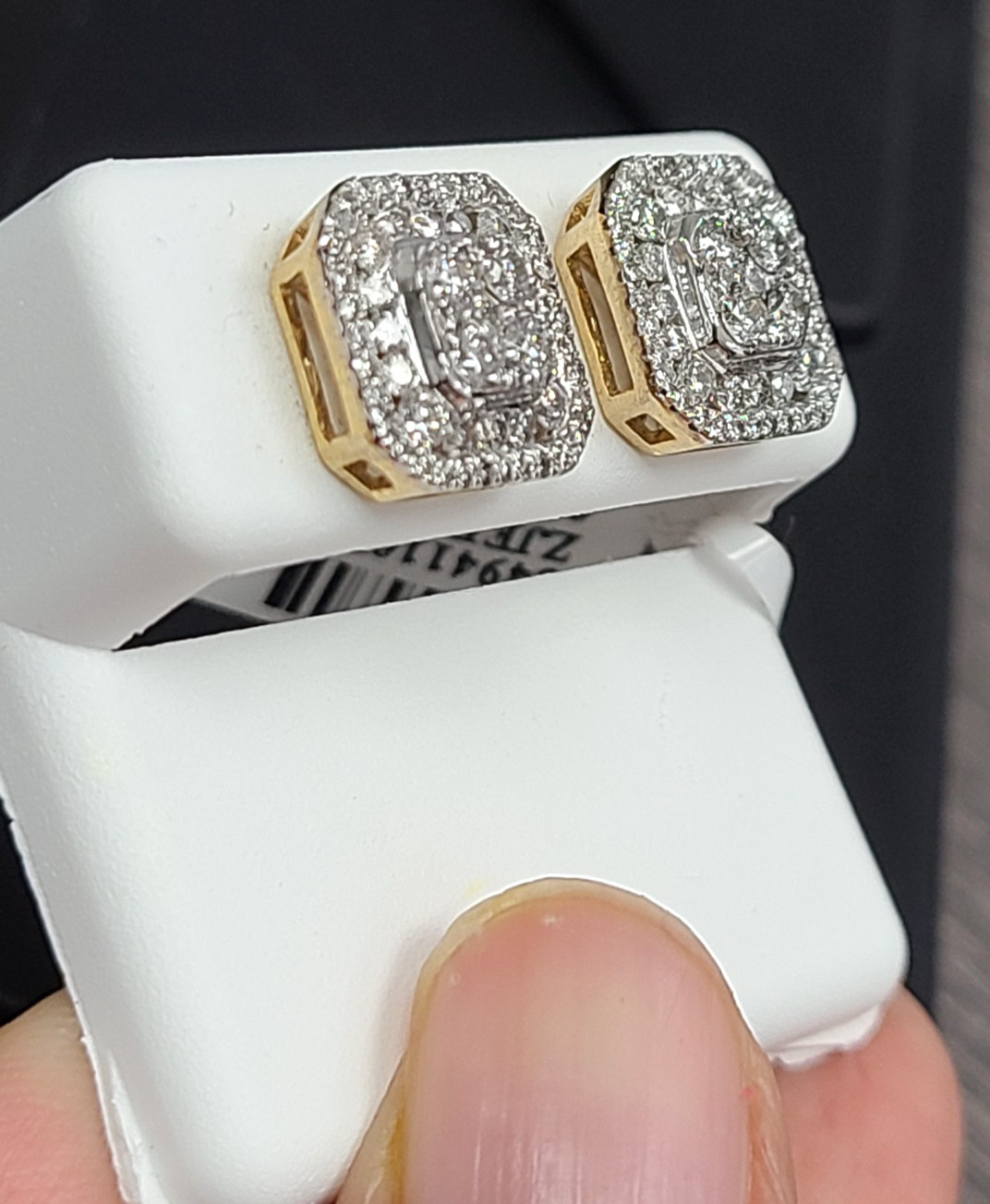 DEAL! 1.50 CTW NATURAL REAL DIAMONDS SQUARE STUDS EARRINGS 10K GOLD 11.5mm