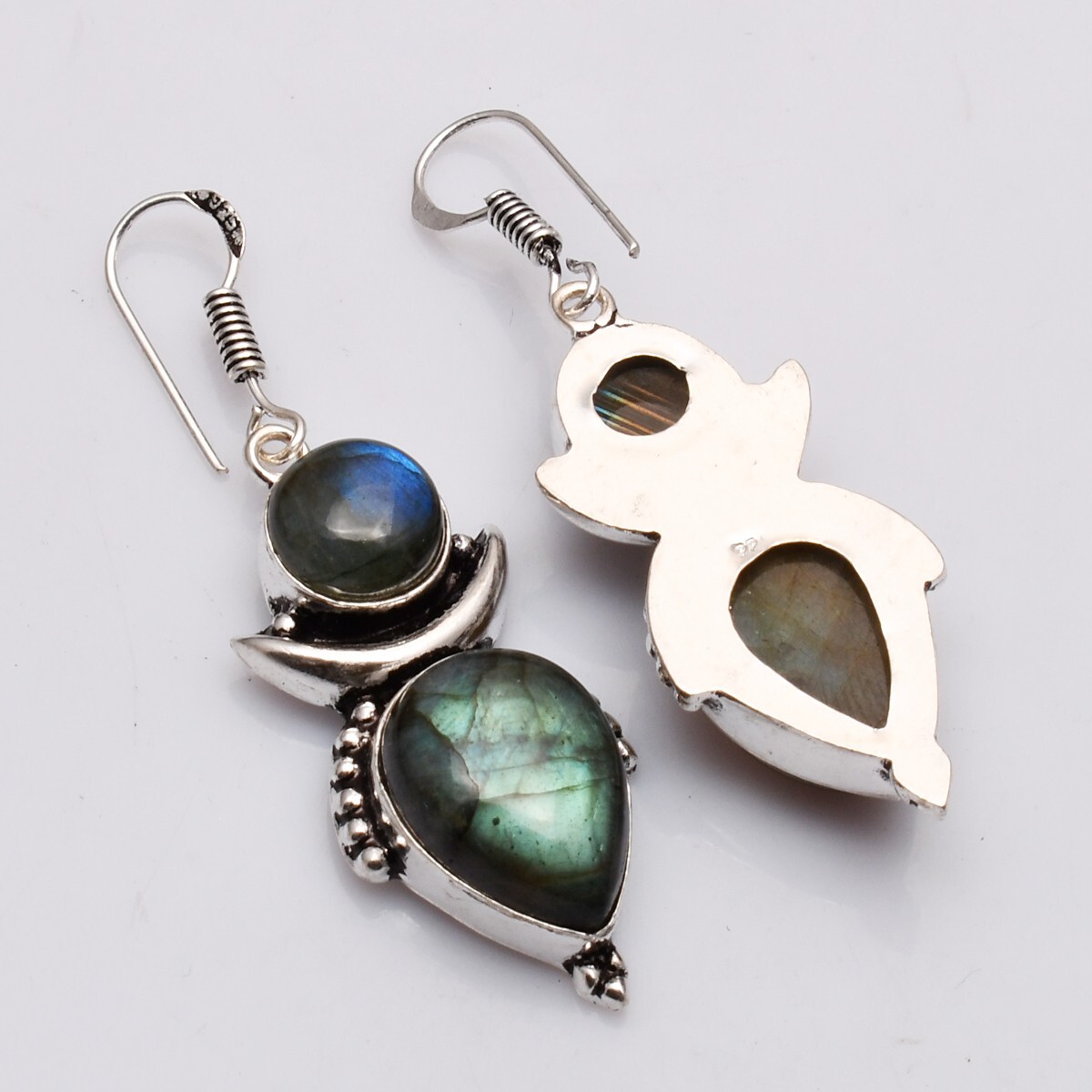 Labradorite Gemstone Handmade Drop Dangle Earrings Jewelry 2.12″ NE-001