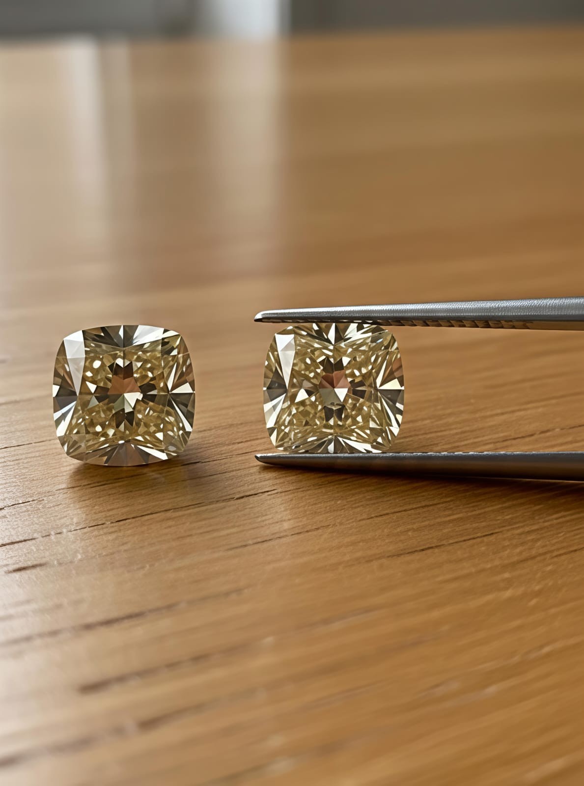 2 CT Pair Fancy brown Color Cushion Cut VVS1 Lab Grown Diamond 6 mm Gemstone 2PC