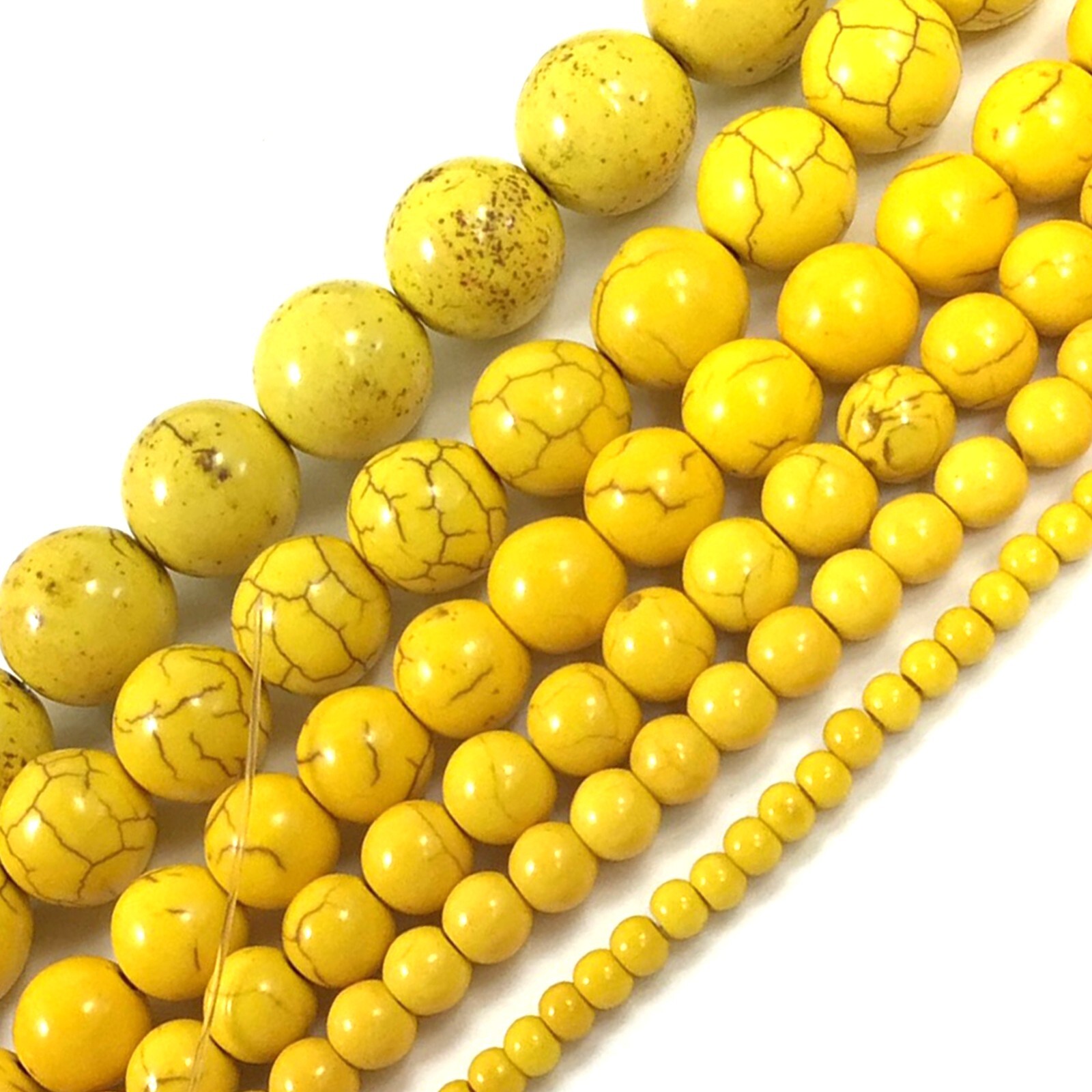 Yellow Gemstone Howlite Magnesite Turquoise Round Loose Bead 15″ 4 6 8 10 12 14