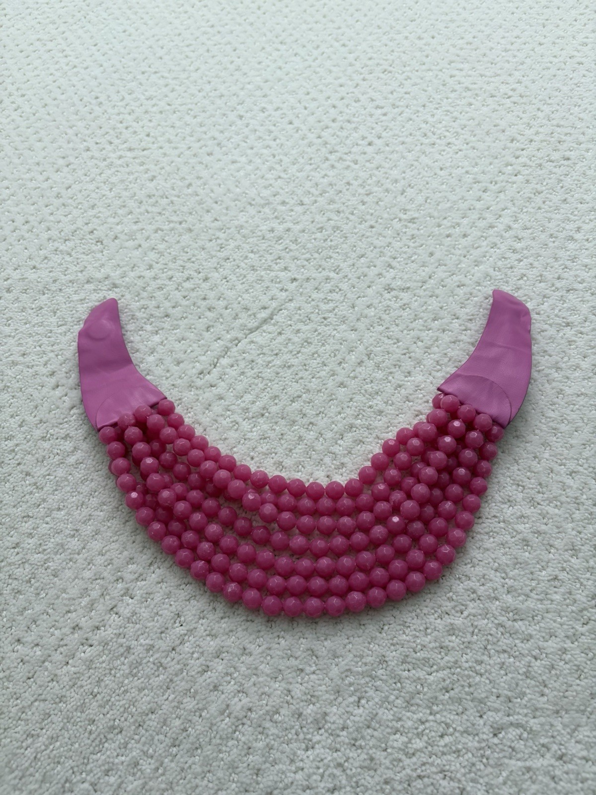 ERIN MCDERMOTT Multi-Strand Pink Beaded Statement Necklace Magnetic Close