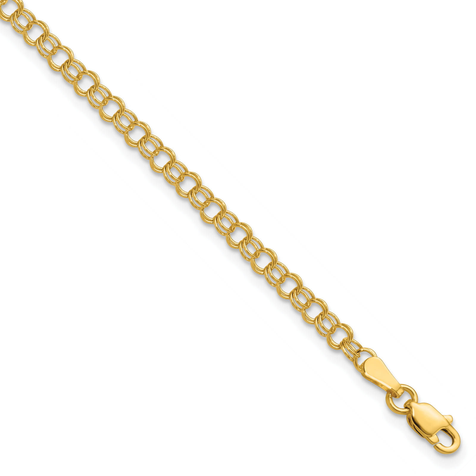 14k 3.5mm Solid Double Link Charm Bracelet DO554
