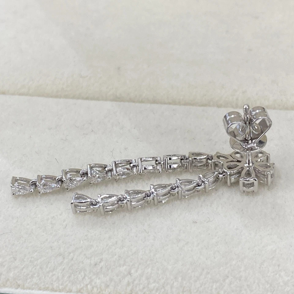 2.50Ct Pear Cut Simulated Diamond Drop Dangle Earring In 14K White Gold Plated
