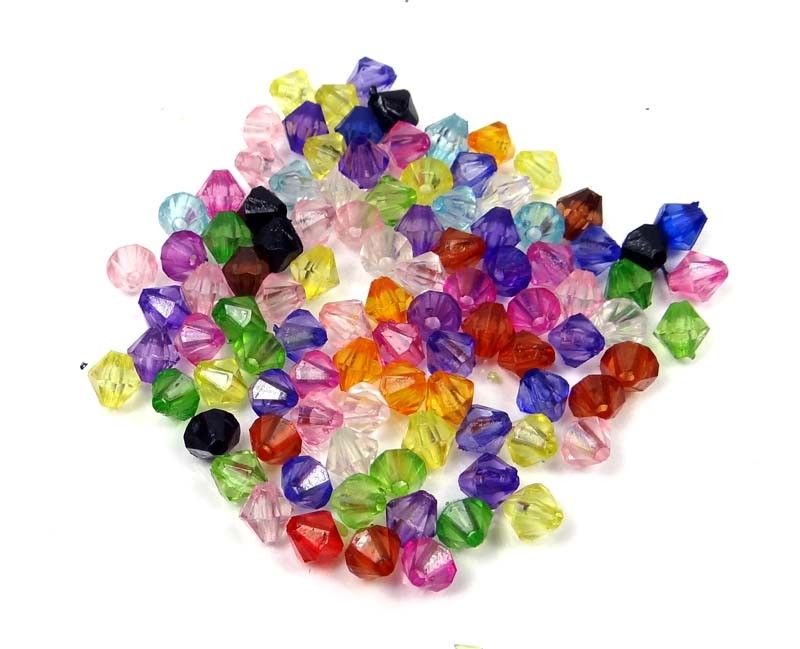 6mm Mixed Color Lucite Bicone Transparent Acrylic Beads spacer (100 pcs)