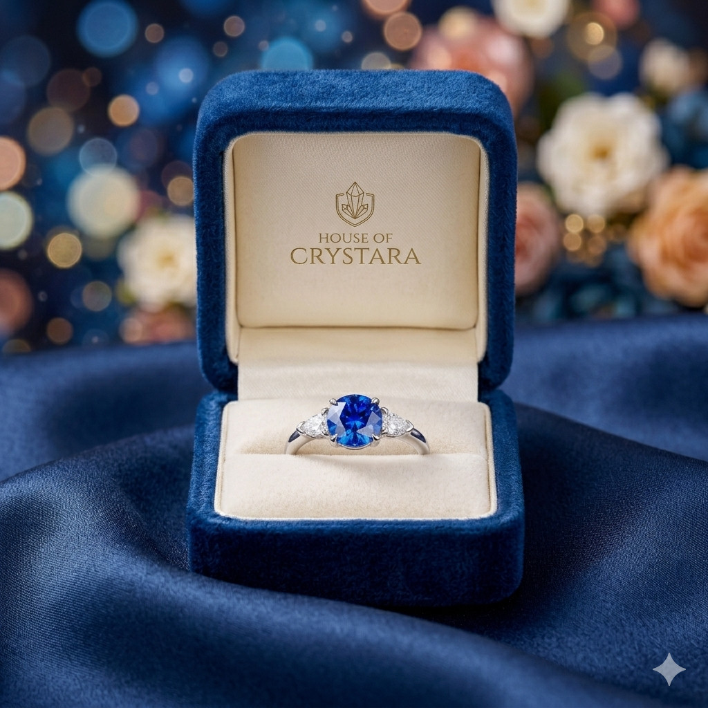 2.90 Ct Natural Sapphire And Diamond Wedding Bridal Ring 14K White Gold Size 5
