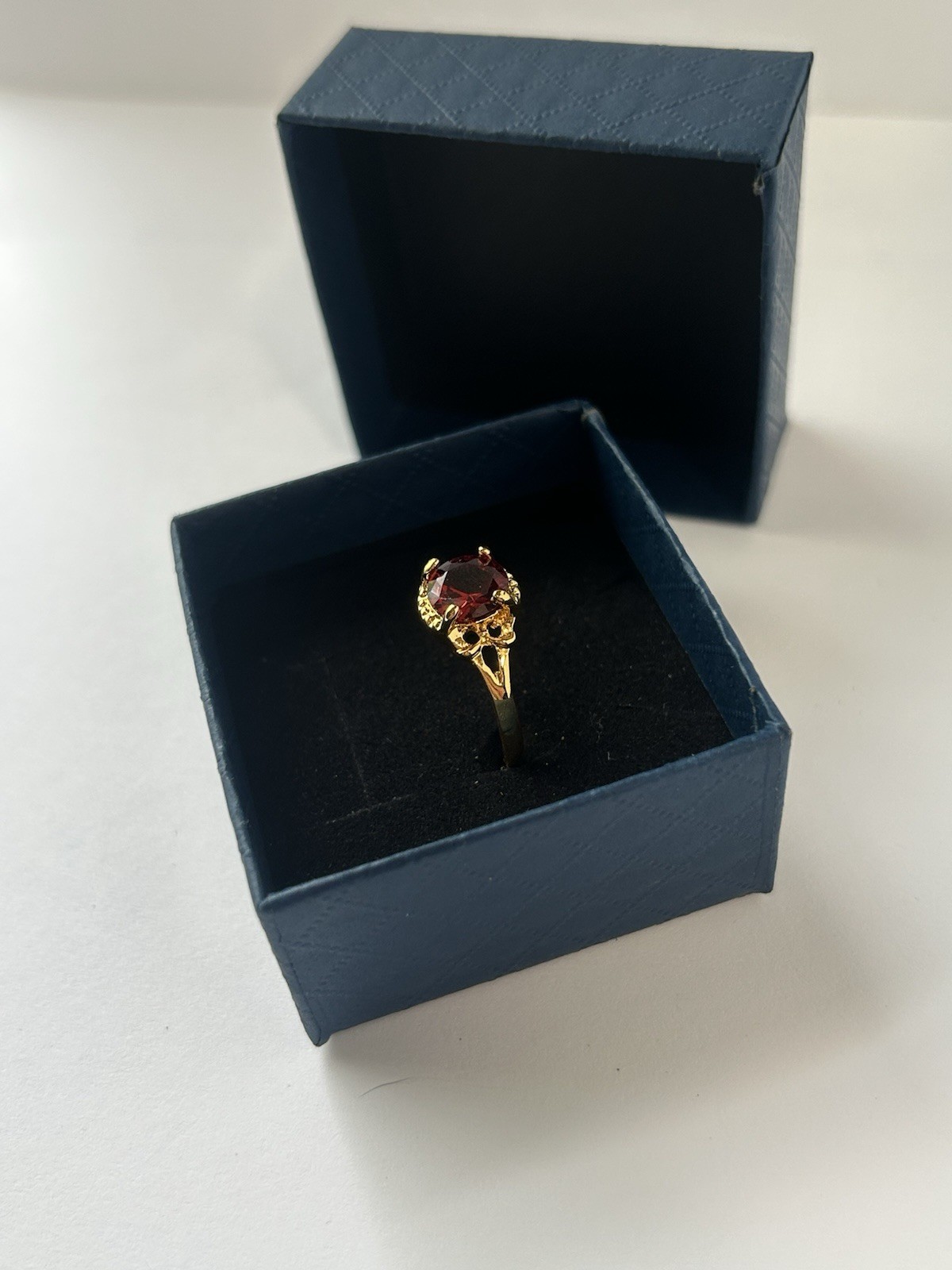 Vintage Red Cubic Zirconia Ring Gold Plated Womens Size 9