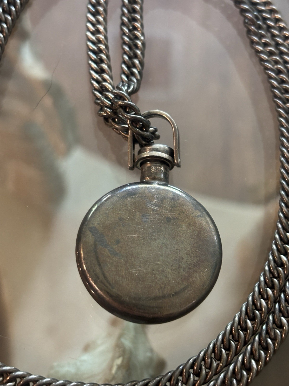 Ralph Lauren Sterling Silver 925 RL Perfume Bottle Pendant Necklace 35.5”