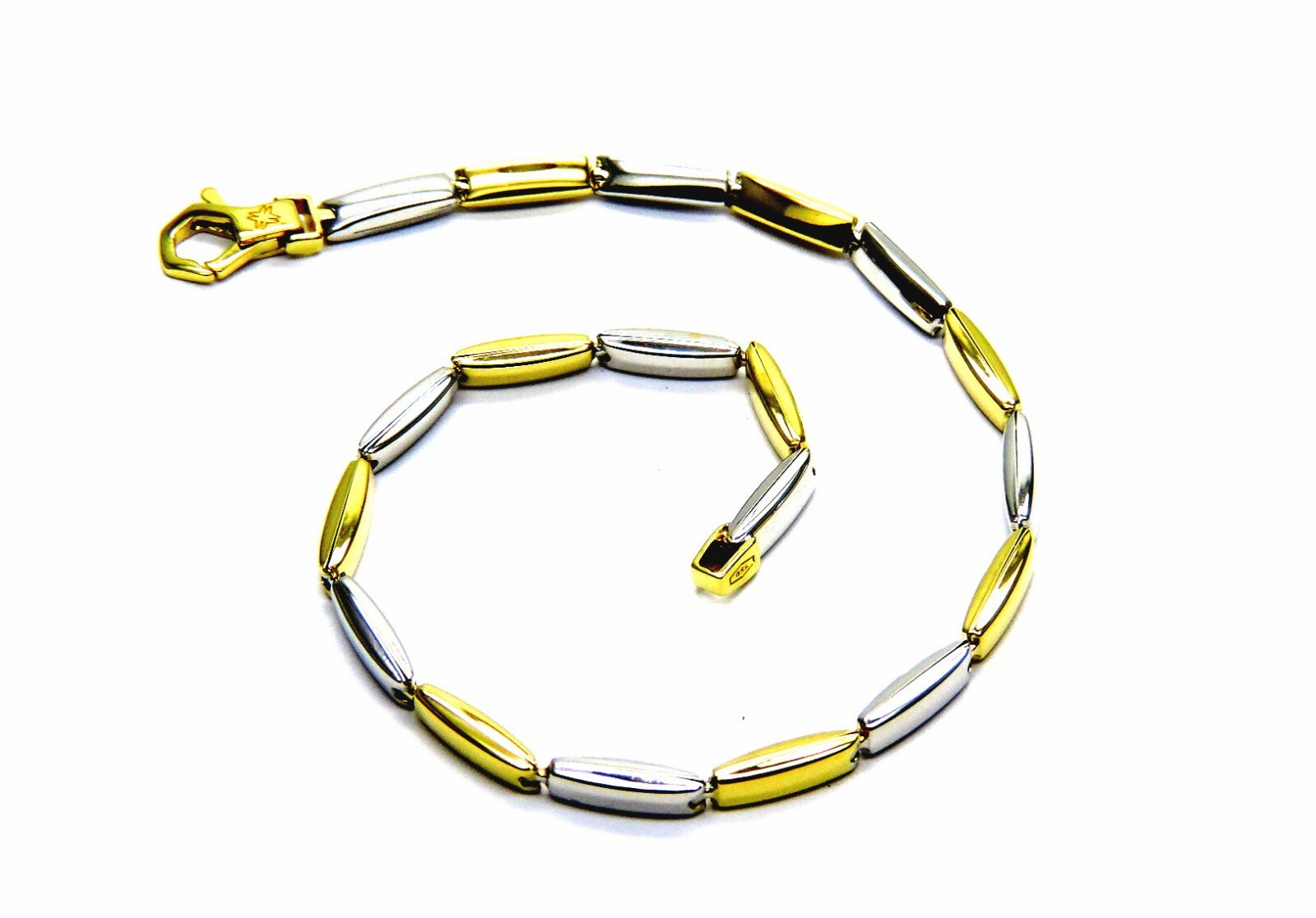 Bracelet Man Unisex Yellow And White Gold 18K 750/1000 Segment Links