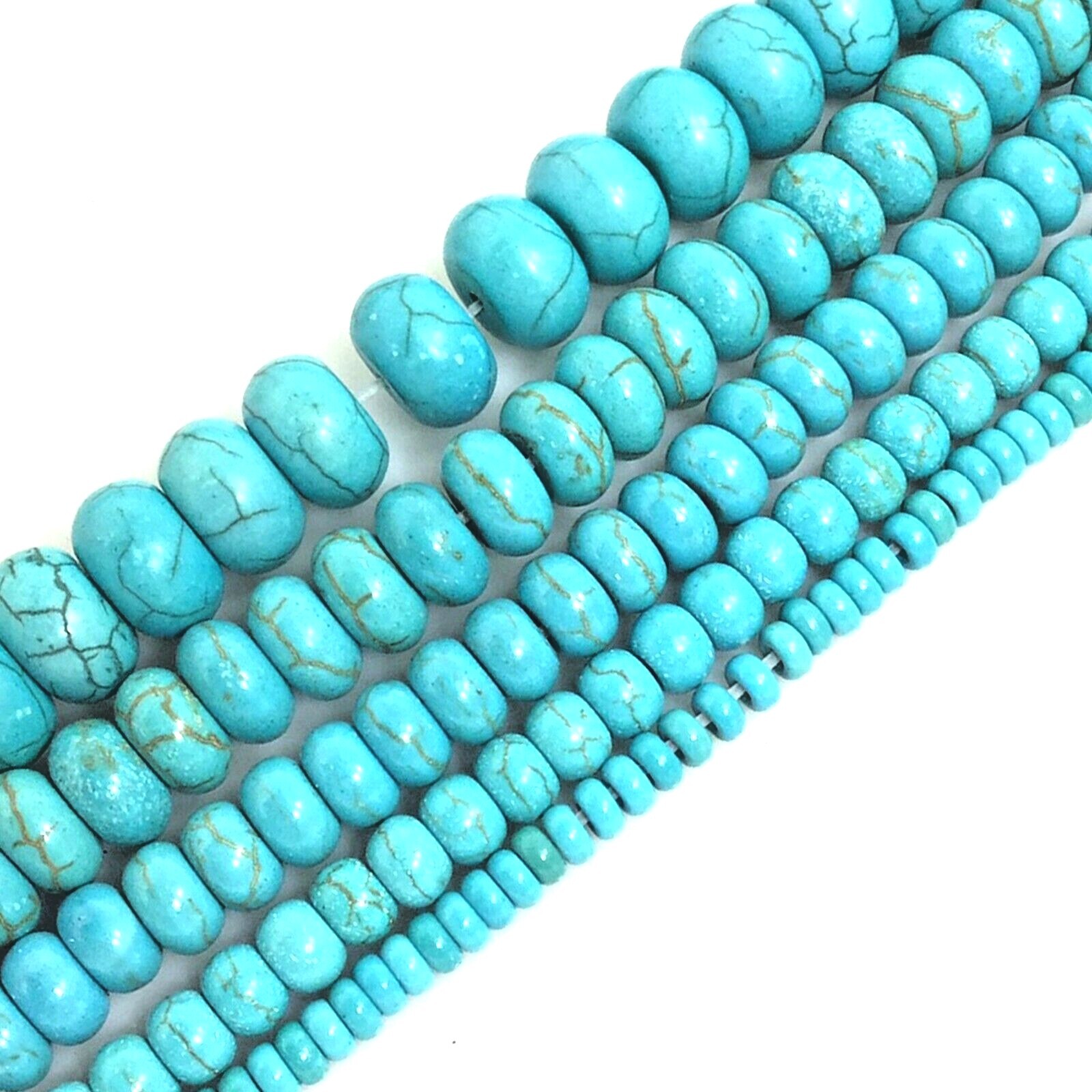 Blue Howlite Magnesite Turquoise Rondelle Bead 15″ strand 4mm 6 8 10 12 Gemstone