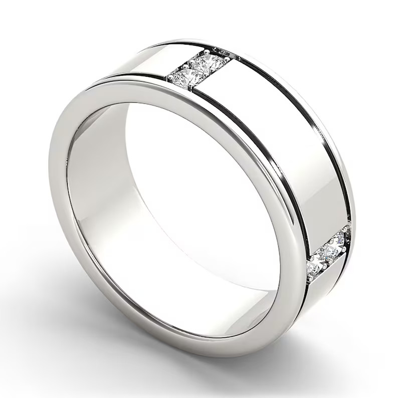 2.47 Ct Round Cut Simulated Diamond Men’s Engagement Ring 14K White Gold Plated