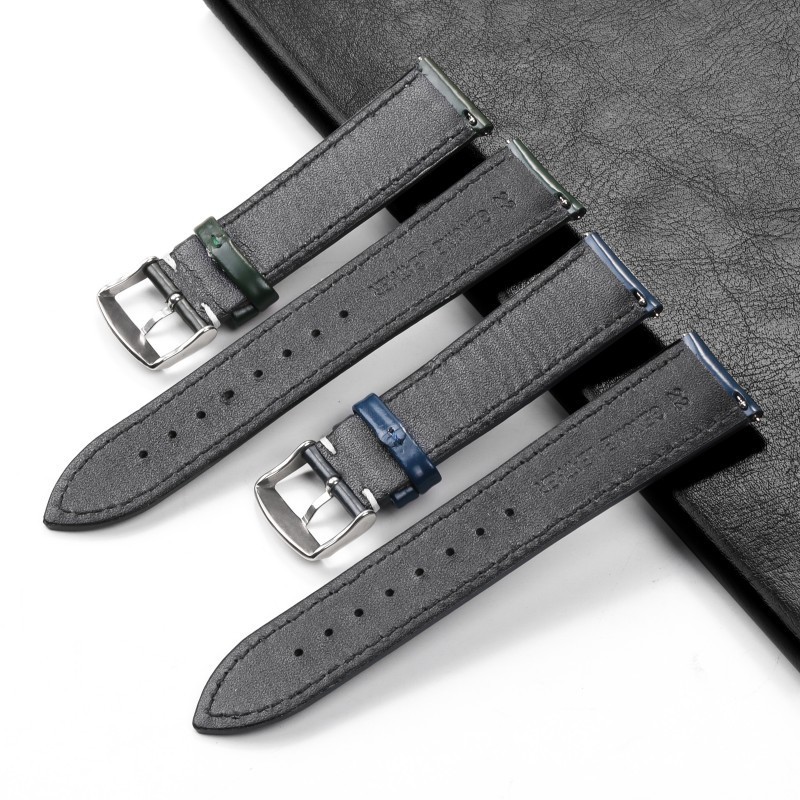 Glossy Genuine Leather Watch Band Strap Smart Bracelet 18-22mm Quick Release