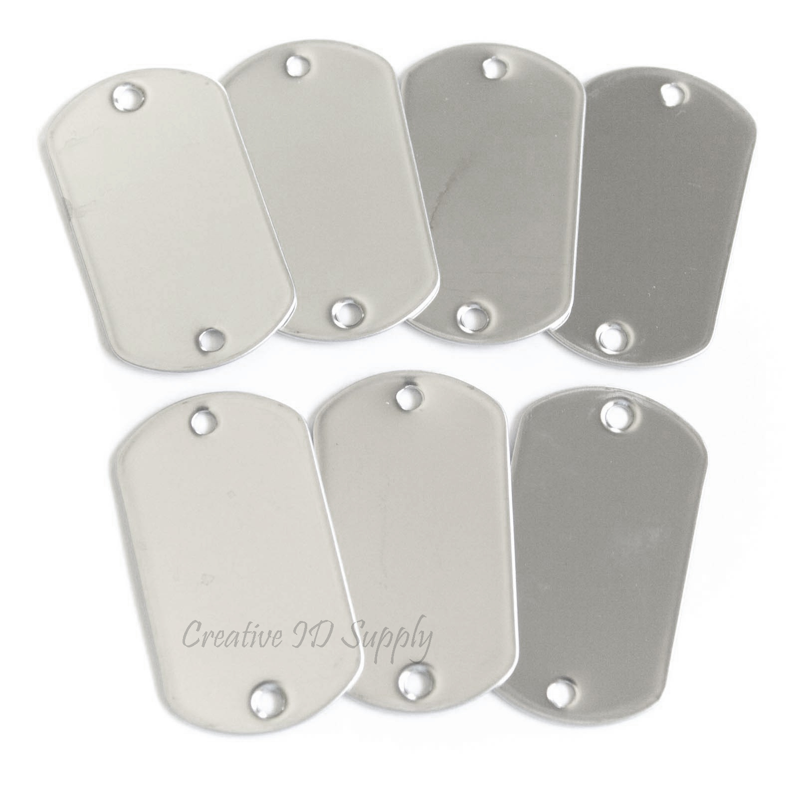 WHOLESALE 10 25 50 100 TWO HOLE BLANK DOG TAG STAINLESS STEEL MILITARY SPEC