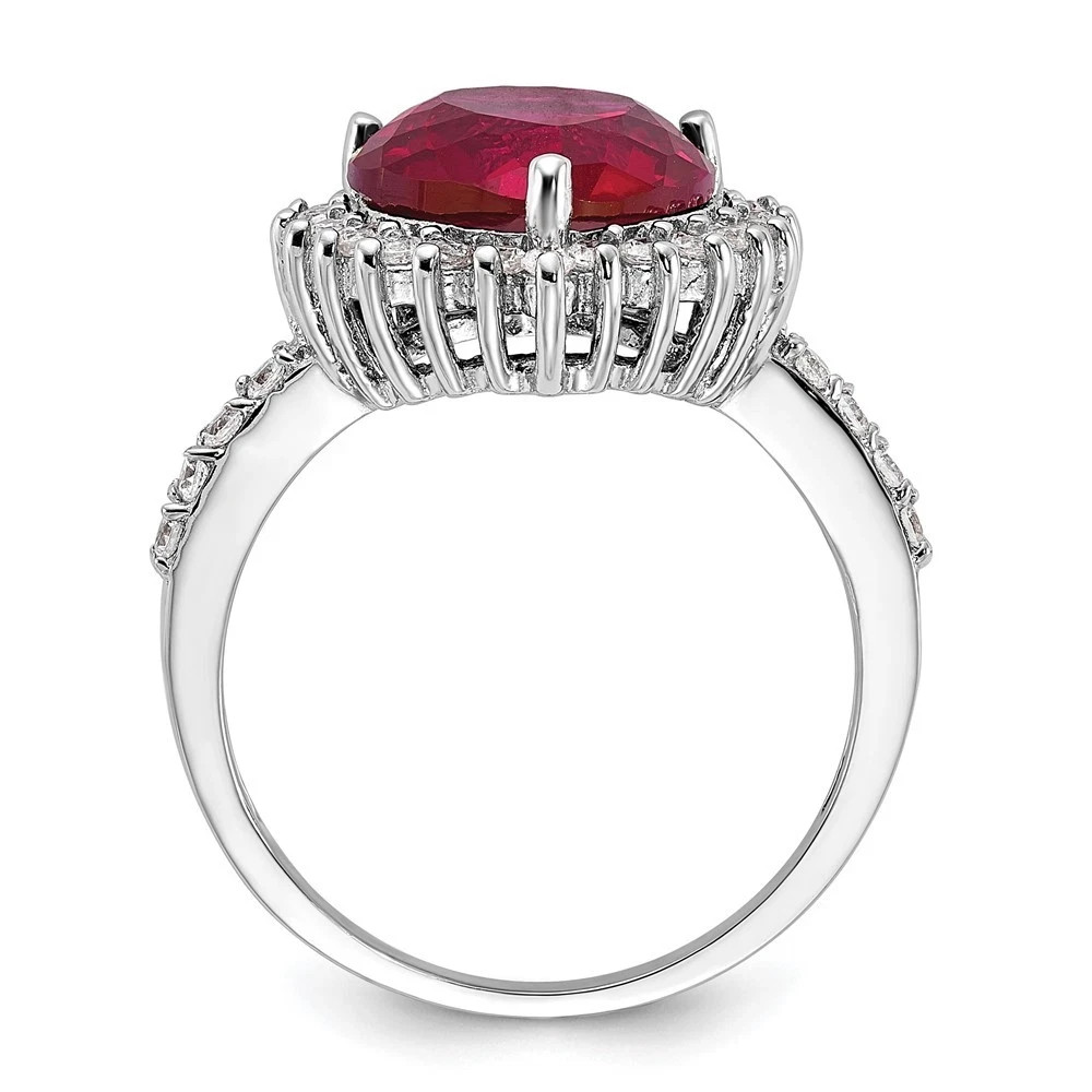 4.00 Ct Heart Cut Natural Ruby Diamond Engagement Ring 14K Solid White Gold 6