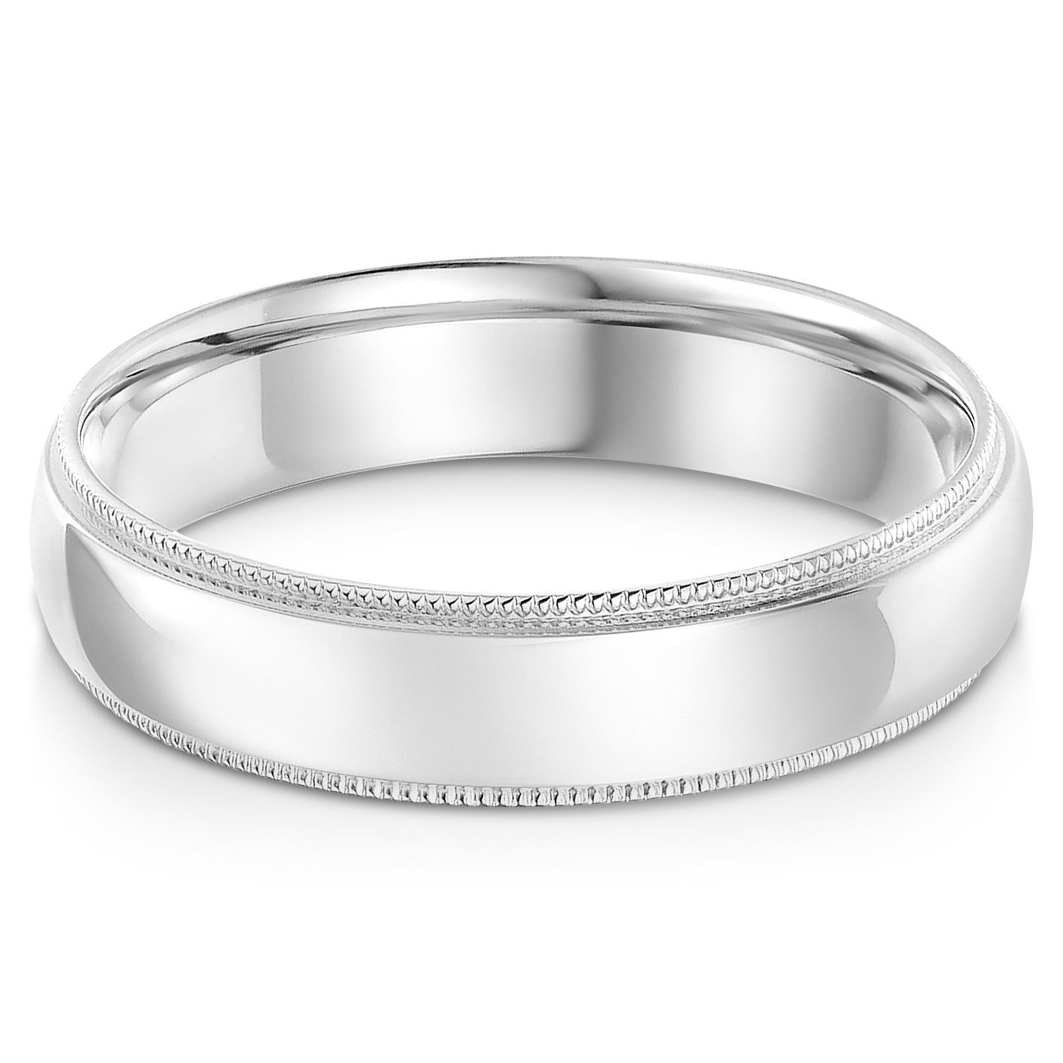 14k Solid Gold 5mm Standard Classic Fit Milgrain Plain Band Ring for Men & Women