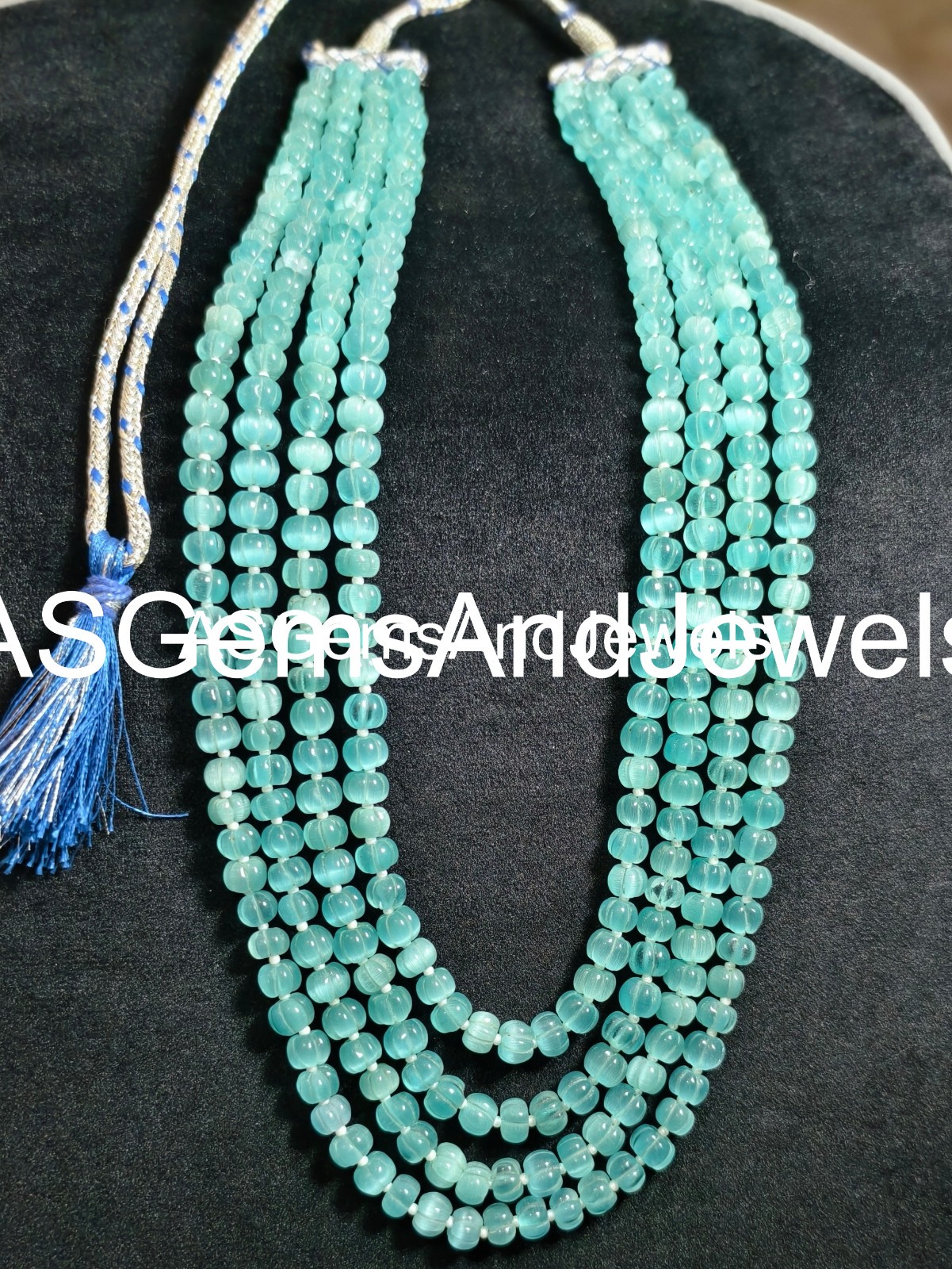 Natural Aqua Blue Monalisa Pumpkin Shape Beads Handmade Necklace Size 5-6mm