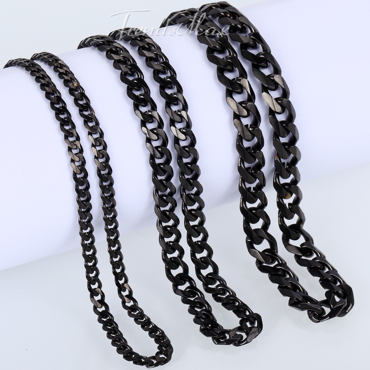 3/5/7mm 18-34″ Black Stainless Steel Necklace for Mens Unisex Curb Cuban Chain