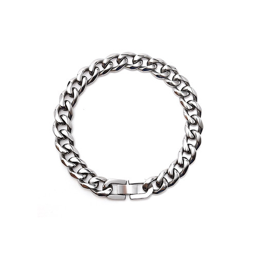 Men Hand Polished 10.5mm Pure Titanium Cuban Chain Bracelet NO Allergic No Rust