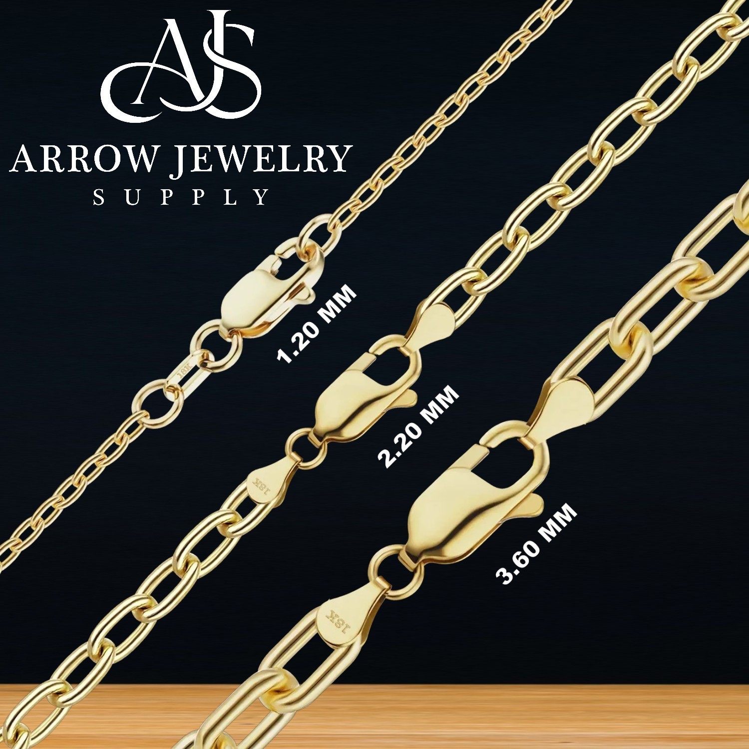 18K Yellow Solid Gold Elongated Cable Bracelet