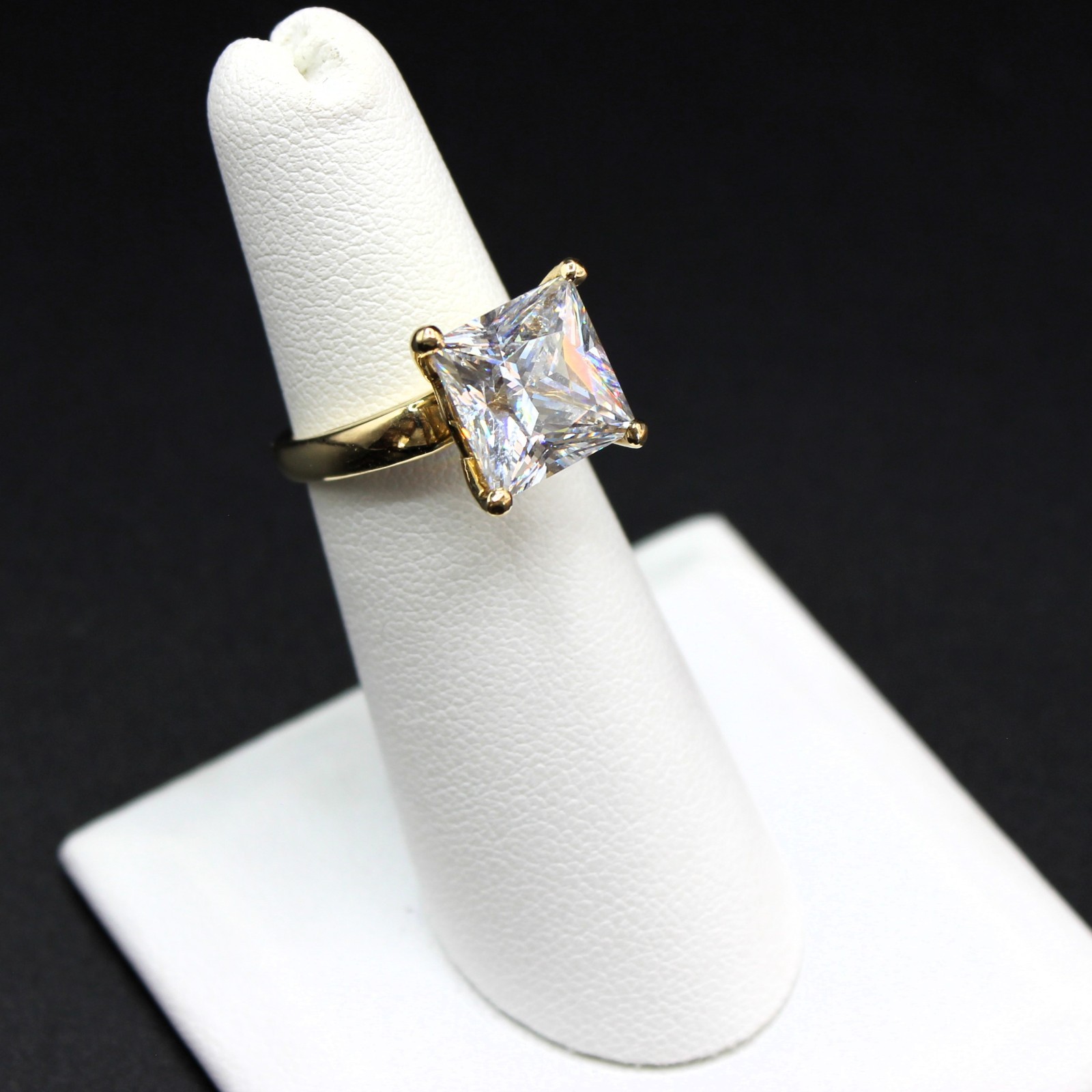 4 Carat Diamond Ring Engagement REAL 14k 6.80gm Man Made Wedding Vacation Size 5