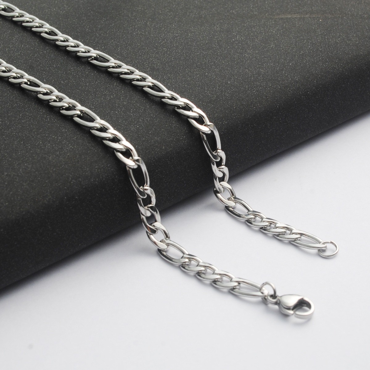 2.8/3.6/4.5/5/6/7mm Silver Stainless Steel Figaro Curb Chain Necklace 16-36”