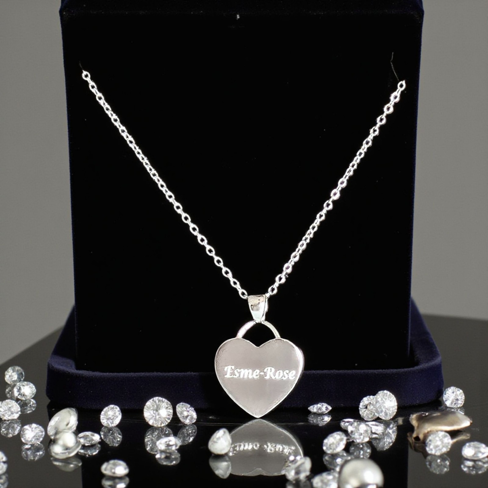 Personalised 925 Sterling Silver Heart Tag Charm Pendant Engraved Necklace Gift