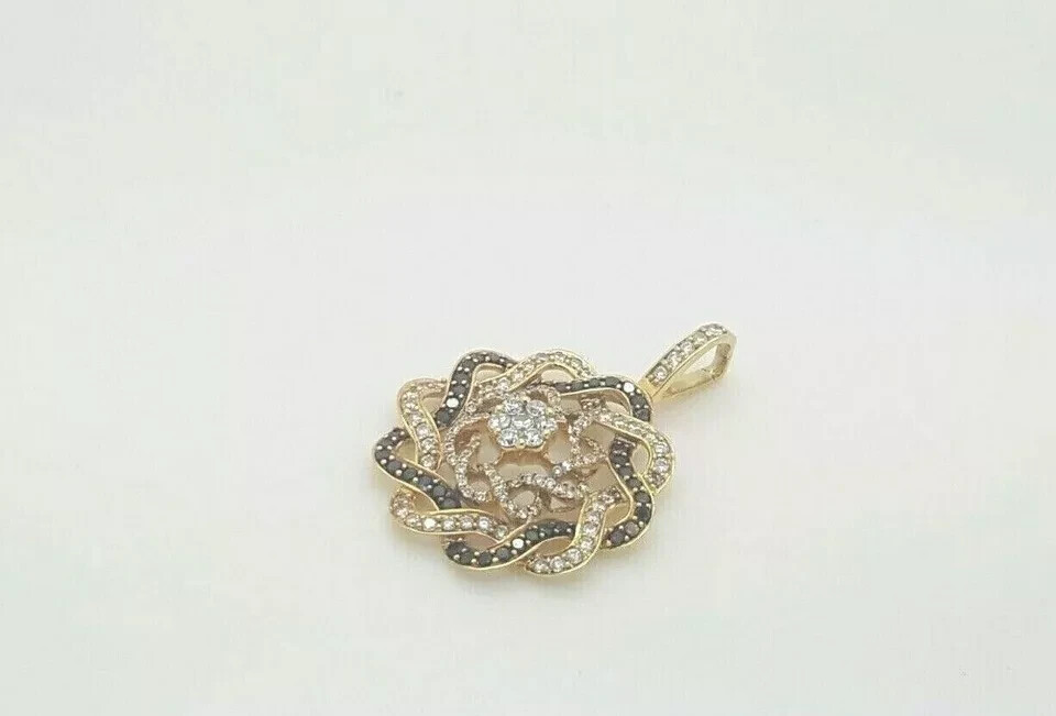 2Ct Round Cut Lab Created chocolate/White Diamond Pendant 14K Yellow Gold Plated