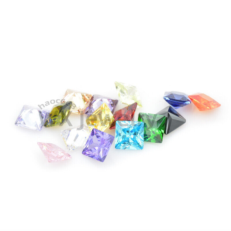 50pcs 2x2mm~15x15mm Square colors Loose Cubic Zirconia AAAAA CZ Stone Gemstone