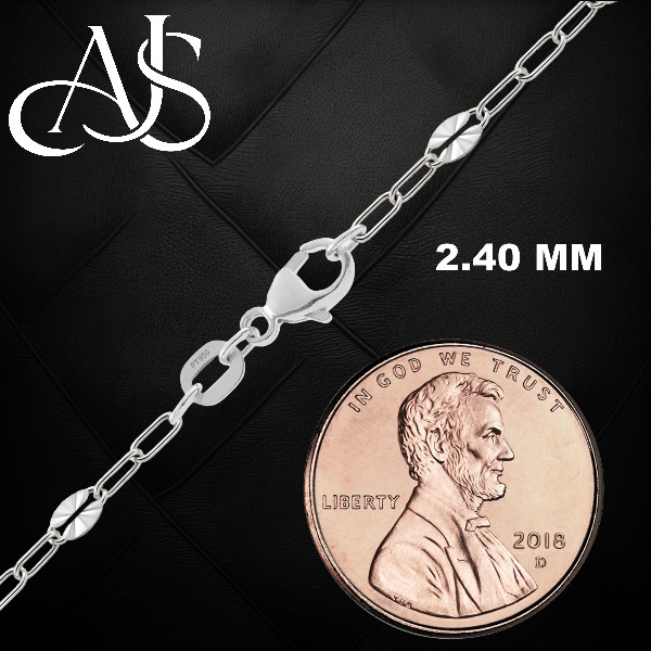 950 Platinum Paperclip Chain 2.4mm With Starburst Accent Stations