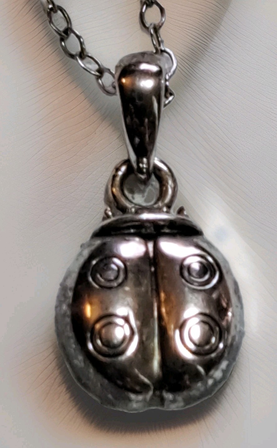 Ralph Lauren RL Signed Sterling Ladybug Pendant Choker Necklace 925 Silver 12″