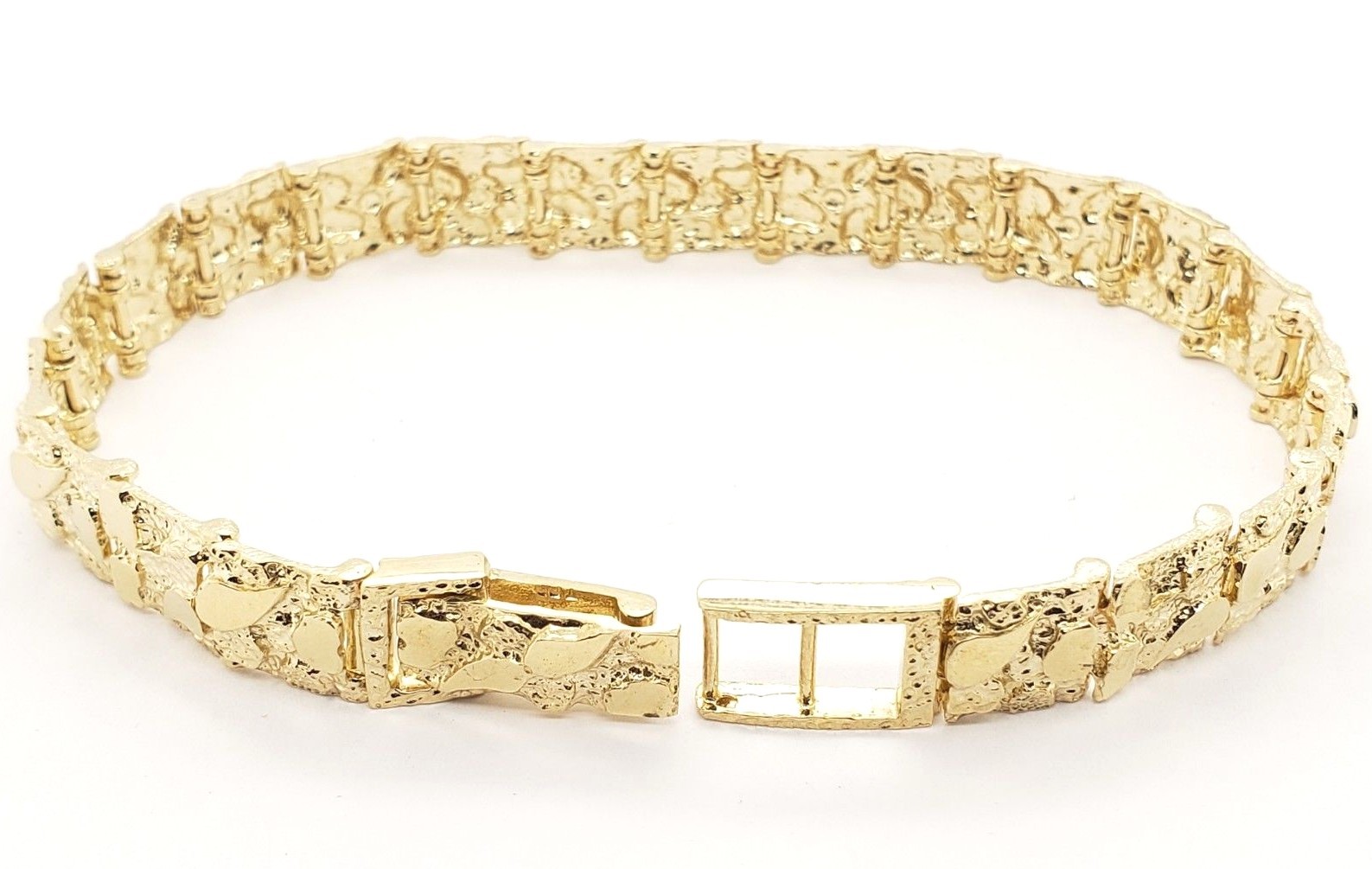 14k Yellow Gold Nugget Bracelet Adjustable 8.5″-9″ 9.5mm 28.5 grams