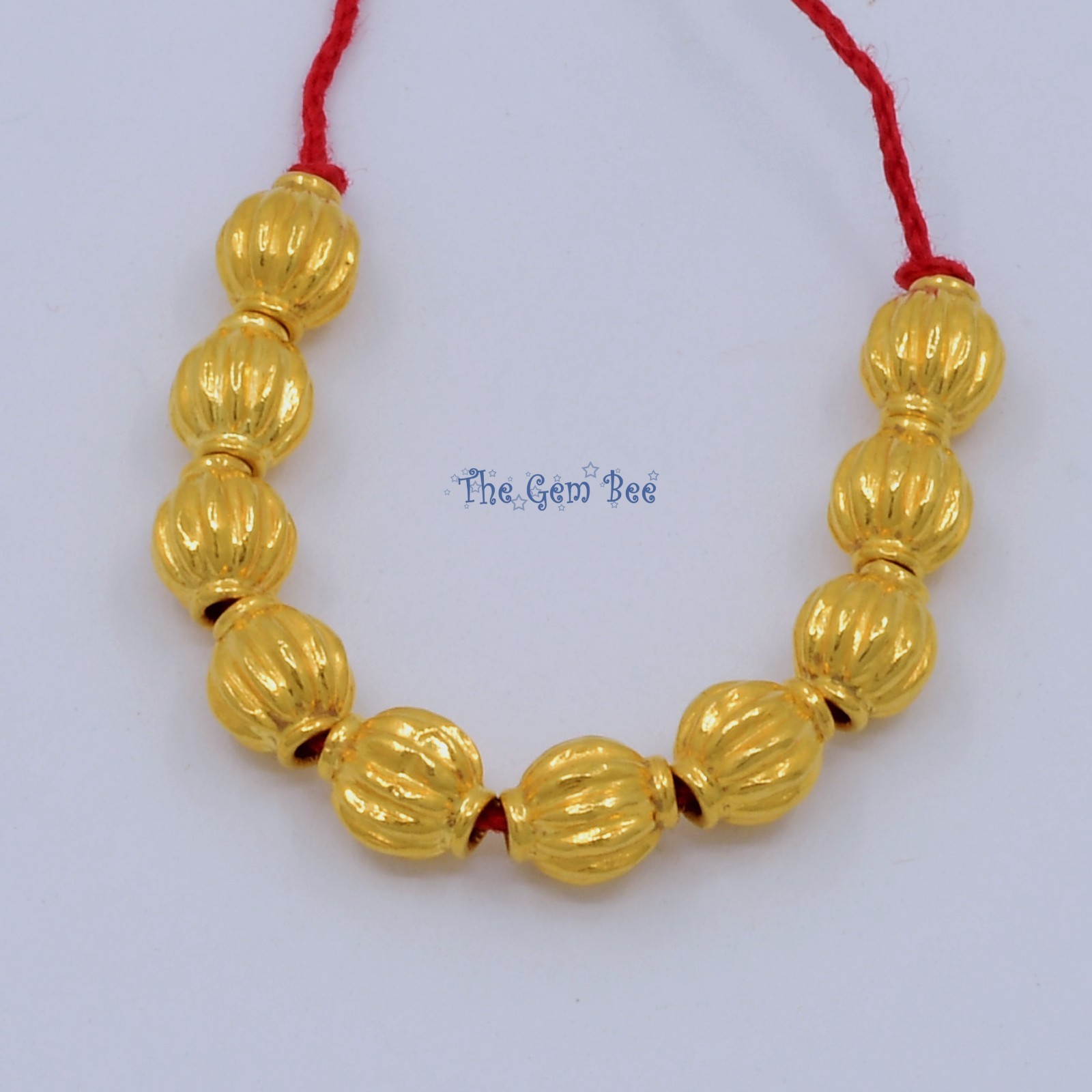 18k Solid Yellow Gold 4.2mmx5mm Fluted Fancy Spacer Finding Beads (2)