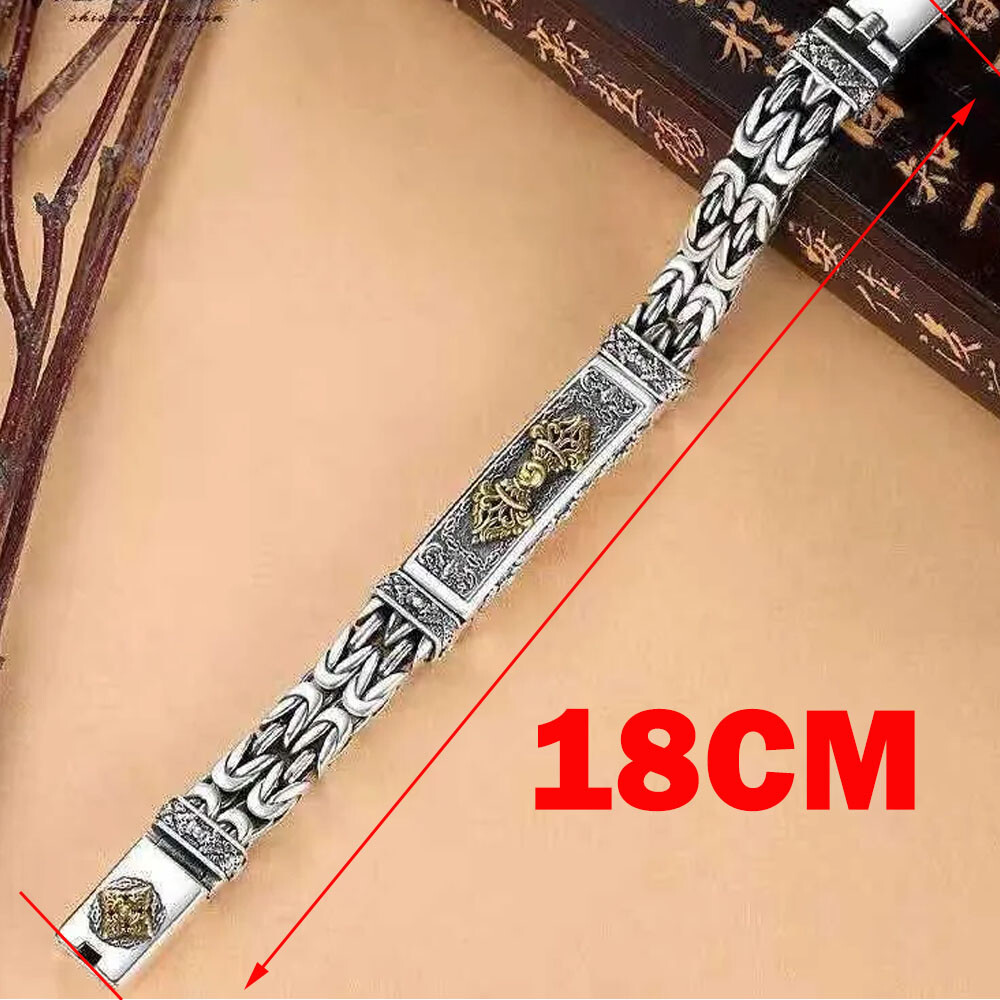 18cm Silver Plated Bangle Bracelet Chain Popular Vintage Jewelry Men’s Gift HOT