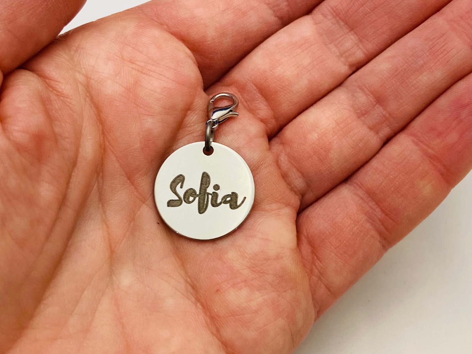 Sofia Name Tag Charm Stainless Steel Clip-On Pendant For Women – SAMPLE SALE 430