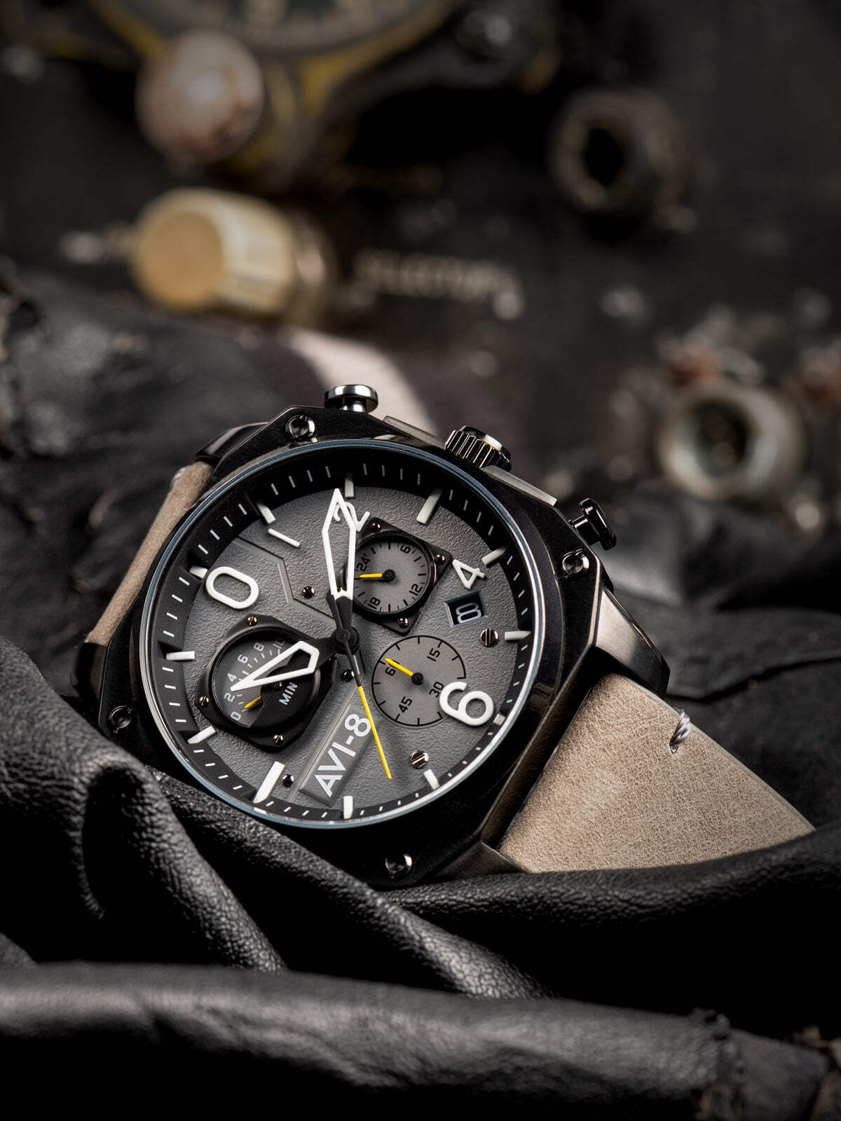 AVI-8 Hawker Hunter Retrograde Stainless Steel 45mm Japanese Quartz Wristwatch