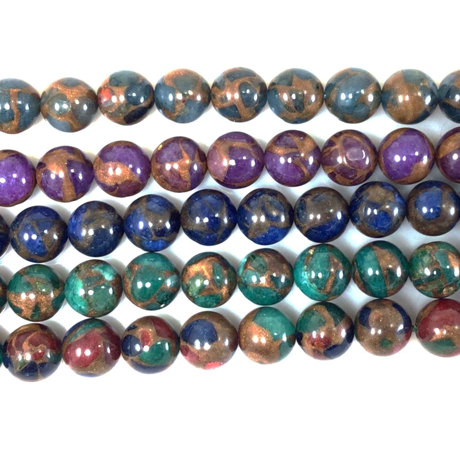 Gemstone Impression Jasper Cloisonne Variscite Round Bead 15″ 4mm 6mm 8 10 12mm